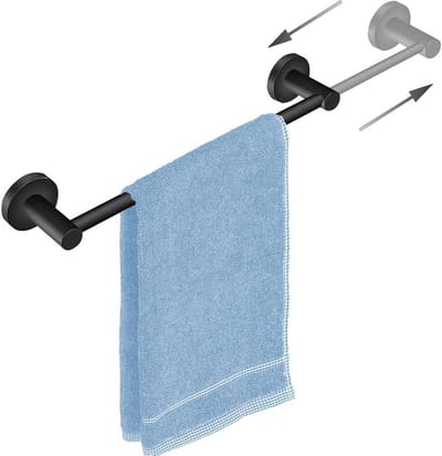 Verstelbare Handdoekhouder van RVS, 40-70 cm, Ideaal voor Badkamer, Keuken en Slaapkamer, Zwart