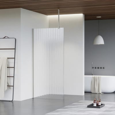 FugaFlow Eccelente Vetro inloopdouche badkamer - 100x200cm - ribbelglas - plafondarm - geborsteld RVS