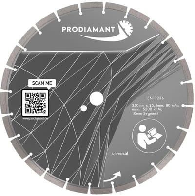 Diamant Doorslijpschijf - Universeel Zaagblad - Materiaal Slijpen - Hoge Segmenten - 350 mm