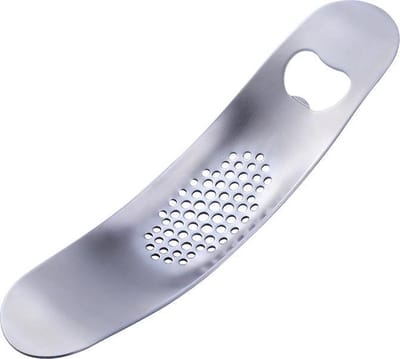 *** Knoflookpers - Met Fles/Bieropener RVS - Keukengereedschap - keukenaccessoires - Eten - Koken - van Heble® ***