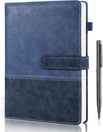 Luxe A5 Leren Notitieboek met Pen, Hardcover Dagboek voor School, Kantoor en Thuis
