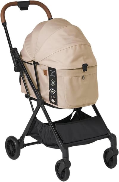 Huisdier Buggy - Reiswandelwagen - Comfortabel Vervoer - Zelfvouwbaar - 20 kg Draagvermogen - Beige