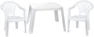 Plasticforte Tuinstoelen en tafel set voor kinderen - kunststof - wit - met 2x stoelen - buiten/binnen