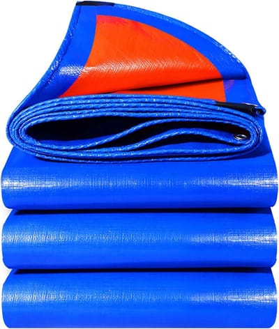 Heavy-Duty waterdicht zeildoek, 4 x 6 m, 160 g/m², polyethyleen afdekking met doorvoertules, ideaal voor tuinmeubelen, houtbescherming en bootbedekking
