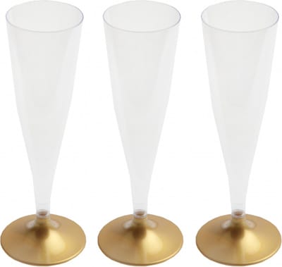Santex Champagneglazen - 10x - plastic - 140 ml - goud - herbruikbaar