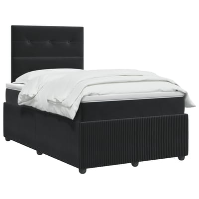 vidaXL - Boxspringbed - met - matras - Zwart - 120 - x - 200 - cm - Fluweel