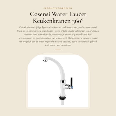Dailygoods- Waterkraan 360° draaibaar - Keukenkraan - Koudwaterkraan - Plastic - Waterbesparend - Geschikt voor keuken en badkamer - Keukenkranen