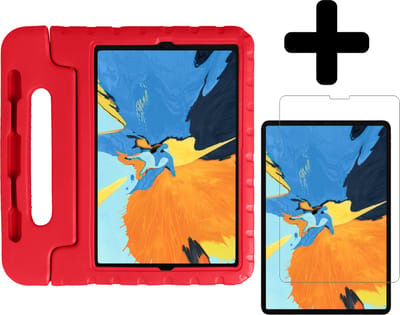 Hoes - Geschikt voor Apple iPad Pro (2018) - 11 inch - Met Screenprotector - Kinderhoes Shockproof Bumper - Kidsproof Case - Tablet Hoesje - Kinder Hoesje Cover - Rood