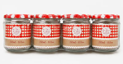 MONTKIARA 4 stuks Confituurpot 350cc Glas – Glazen Bewaarpot voor Jam, Honing en Sauzen
