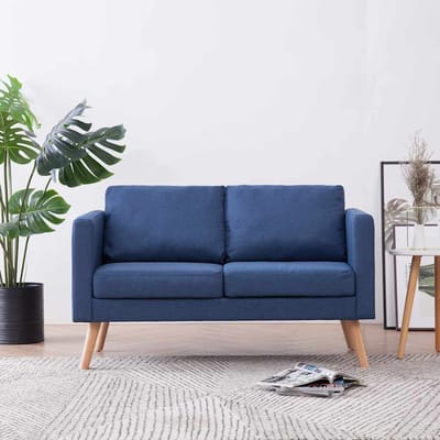 vidaXL - Tweezitsbank - stof - blauw