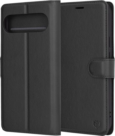 Hoesje geschikt voor Google Pixel 9 Pro XL - Techsuit Leather Folio Book Wallet Case - Zwart