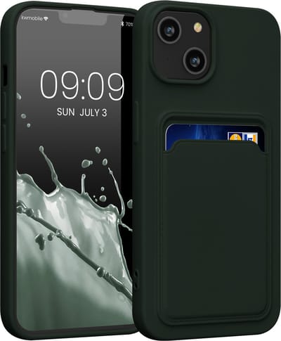 kwmobile telefoonhoesje geschikt voor Apple iPhone 14 - Hoesje met pasjeshouder - TPU case in donkergroen
