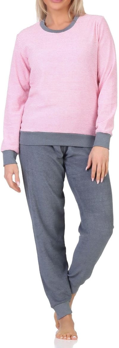 Normann damespyjama badstof met lange mouwen en manchetten - pyjama ook in oversize