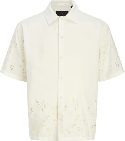 JACK&JONES - JPRBLAJOSH BRODERIE ANGLAISE S/S SHIRT - Heren - Overhemden