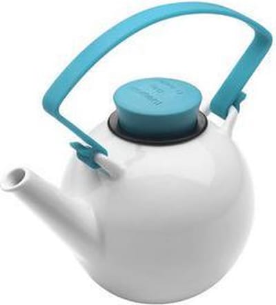 Qdo Theepot Porselein - Rond - Met Clip handvat - 1 liter -  Turquoise