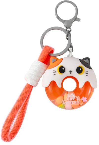 iTotal Sleutelhanger Donuts ORANJE KAT Keychain Donuts ORANGE CAT Plastic and Metal 5.0x5.2x1.8cm