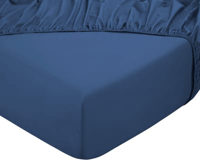 DoubleDry Hoeslaken 100% Natuurlijk Katoen - Tweepersoons 140x200 cm - Zacht & Ademend - Rondom Elastiek - Yaleblauw