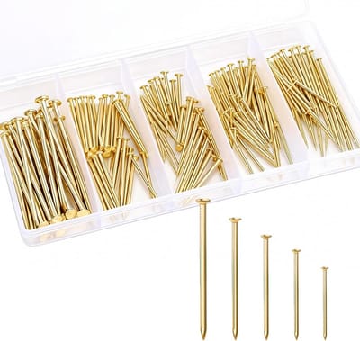 Hardware Nagels - Klusspijkers Bevestigers - Houtbouw Decoratie - 140 Stuks Diverse Maten - 1.6mm tot 2.5mm - Goud