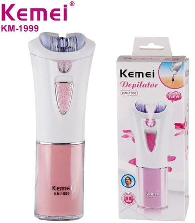 KEMEI KM-1999 | Depilator & Styler | Ladyshave | Ontharingsaparaat | Scheerapparaat - Ontharingsapparaat Vrouwen | Gezicht , Bikinilijn ,Benen & Armen | Epilator | Epileren| Bikinitrimmer - Waterdicht- incl reisetui schoonmaak borstel | Roze Wit