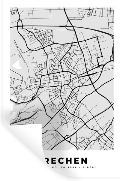 Muurstickers - Sticker Folie - Stadskaart - Plattegrond - Kaart - Duitsland - Frechen - 20x30 cm - Plakfolie - Muurstickers Kinderkamer - Zelfklevend Behang - Zelfklevend behangpapier - Stickerfolie