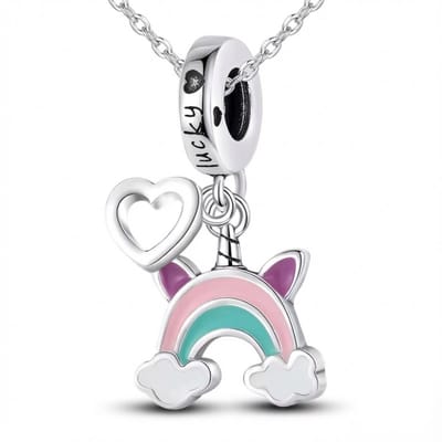 Ketting unicorn - hartje - gelukspoppetje