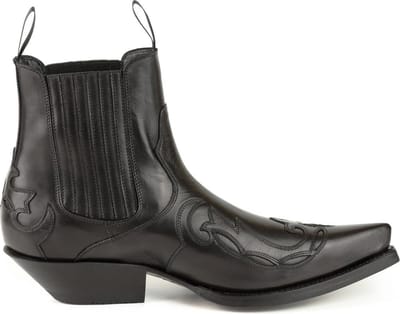 Mayura Boots Austin 1931 Zwart/ Spitse Western Heren Dames Enkellaars Schuine Hak Elastiek Sluiting Vintage Look Maat EU 40