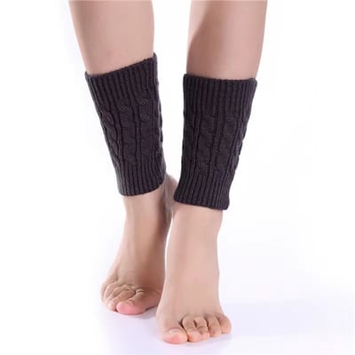 Dames Gebreide Winter Beenwarmers – Korte Laarsmanchetten & Voetwarmers voor Leggings, Mode Winter Accessoires-DONKERGRIJS
