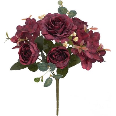 Mooie Hortensia Pioen Kunstbloemen voor Thuis Bruiloft Decoraties Hoge kwaliteit Herfst Boeket Mousse Pioen Nep Planten rood