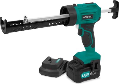 VONROC Accu Kitspuit 20V - duwkracht 1.18kN/120kg - anti-drip systeem - variabele snelheidsre-geling - geschikt voor alle gangbare kitpatronen - Incl. 4.0Ah Accu en snellader