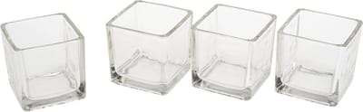 Theelichtglazen Kubus - Waxinelichthouders Glas - Tafeldecoratie Maken - Set van 4 stuks - 74 cm breed - Doorzichtig