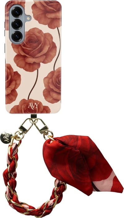 AVY Hoesje Met Telefoonkoord | Geschikt voor Samsung Galaxy S26 Plus | Compatibel met MagSafe & Qi2 | Hard Shell Back Cover | Stijlvol Bijpassend Koord Polsbandje (32CM) | Botanique Roses