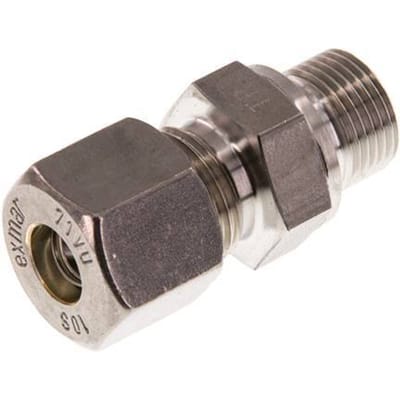 G 3/8'' Buitendraad x 10S RVS Rechte Knelfitting 630 Bar DIN 2353 - FL2S-MO-ST-038G-10-S