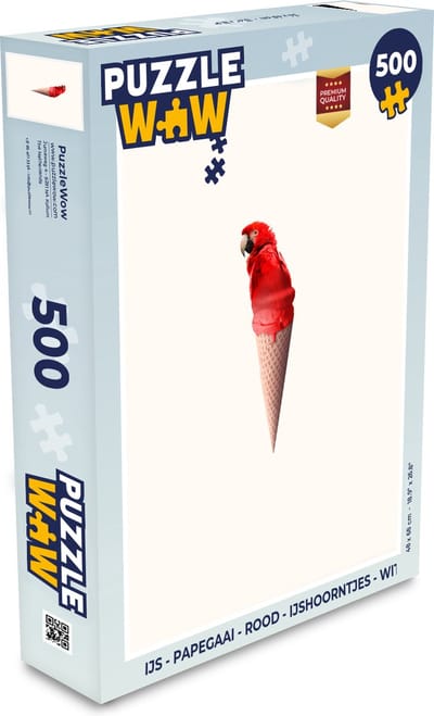 Puzzel IJs - Papegaai - Rood - IJshoorntjes - Wit - Legpuzzel - Puzzel 500 stukjes