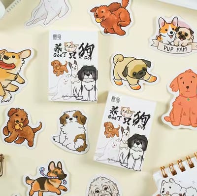 30 stuks/doos zelfklevende stickers, verschillende honden, honden thema