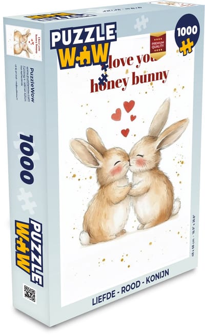 Puzzel Liefde - Rood - konijn - Legpuzzel - Puzzel 1000 stukjes volwassenen