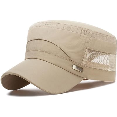 Casquette de Baseball d'Été pour Homme Respirante Réglable Visière Plate Chapeau de Soleil Sports d'Extérieur Randonnée Casquette Cadet de Pêche beige