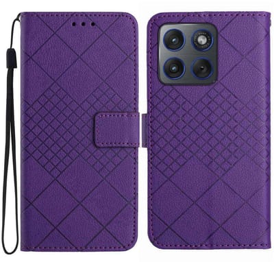 Coverup Hoesje - Geschikt voor Motorola Edge 70 Hoesje - Coverup Rhombus Book Case - Paars