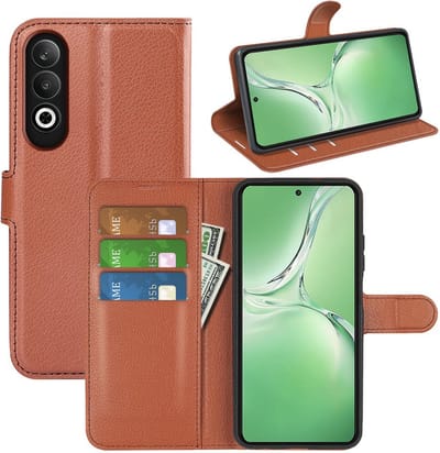 MobyDefend Hoesje - Geschikt voor OnePlus Nord CE 4 - Kunstleren Wallet Book Case (Sluiting Voorkant) - Bruin