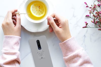 OnePlus 7 Pro Telefoonhoesje met Naam Grijs Baby Olifant