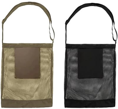 Paddenstoelenplukzak - Set van 2 - Ademende Mesh Fruitplukzak met Oxford Bodem - 40 x 35 cm - Verstelbare Schoudertas voor Wildplukken - Opvouwbare Oogstzak voor Paddenstoelen en Bessen - Zwart/Groen