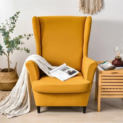 Stretch Fauteuilhoes Effen Kleur Anti-vuil Wingback Bankhoezen Enkele Schuinlopende Rug Leunstoel Slipcover met Kussenhoes