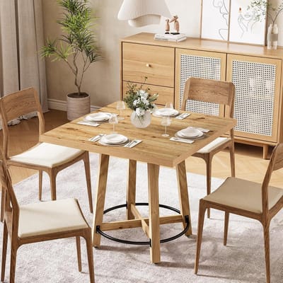 Tribesigns Vierkant Eettafel - Keukentafel - 80 x 80 x 75 cm - Eetkamertafel Voor 2-4 Personen - met Houten Tafelblad en Poten - Industrieel Design - Vintage - Bruin en Zwart