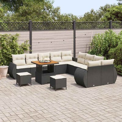 vidaXL - Tuinbank - Set - 13 - st - 13-Aantal - zitplaatsen - Zwart - en - crème