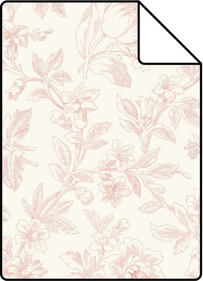 Proefstaal ESTAhome behang elegante bloemen zacht roze - 26.5 x 21 cm - 132102-S