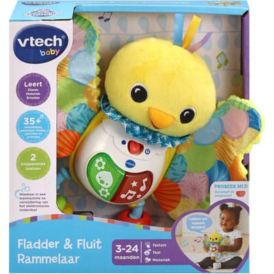 VTech Baby Fladder & Fluit Rammelaar - Educatief Speelgoed - Muziek en Geluiden - Cadeau - Van 3 tot 12 Maanden
