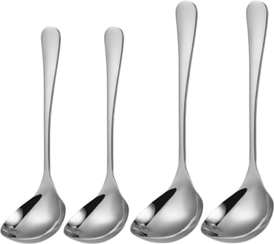 House of Husk Soeplepel Set - 4 Stuks - Sauslepel - Opscheplepel - Juslepel - Zilver