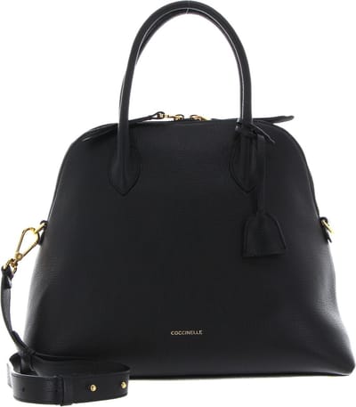 COCCINELLE Leren Handtas Schoudertas Gladys Handbag Grained Leather Noir Zwart