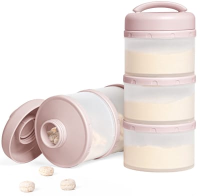 Melkpoeder Portioneerder Baby Stapelbare Melkpoeder Opbergdoos 2 Stuks (lichtroze)
