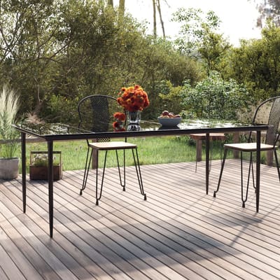vidaXL - Tuintafel - 200x100x74cm - staal - en - gehard - glas - zwart