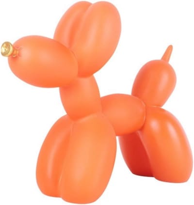 Gouden Mond Ballon Hond Hars Sculptuur voor Woonkamer en Bureau - Oranje Decoratie